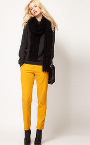 Baby Cord Relaxed Pants With Zip - pattern: plain; waist: mid/regular rise; predominant colour: yellow; occasions: casual; length: ankle length; fibres: cotton - 100%; texture group: corduroy; fit: slim leg; pattern type: fabric; style: standard