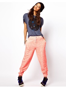 Sweatpants In Neon - length: standard; pattern: plain; style: tracksuit pants; waist detail: belted waist/tie at waist/drawstring; waist: mid/regular rise; predominant colour: coral; occasions: casual; fibres: polyester/polyamide - mix; trends: fluorescent; fit: baggy; pattern type: fabric; texture group: jersey - stretchy/drapey