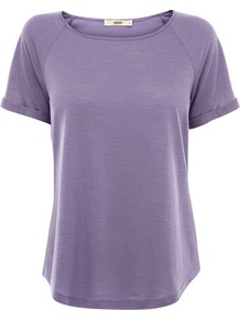 Textured Raglan Tee, Denim - neckline: round neck; pattern: plain; style: t-shirt; predominant colour: lilac; occasions: casual, holiday; length: standard; fibres: polyester/polyamide - 100%; fit: loose; sleeve length: short sleeve; sleeve style: standard; pattern type: fabric; texture group: jersey - stretchy/drapey