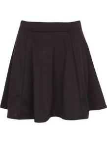 Skater Skirt - length: mid thigh; pattern: plain; fit: body skimming; waist: high rise; predominant colour: black; occasions: casual, evening; style: fit & flare; fibres: polyester/polyamide - stretch; pattern type: fabric; texture group: jersey - stretchy/drapey