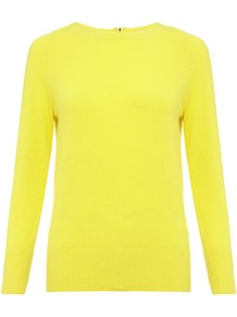 Noa Bis Sweater - pattern: plain; style: standard; predominant colour: yellow; occasions: casual; length: standard; fibres: wool - mix; fit: slim fit; neckline: crew; back detail: embellishment at back; sleeve length: long sleeve; sleeve style: standard; texture group: knits/crochet; trends: fluorescent; pattern type: knitted - fine stitch