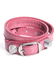 Studded Leather Bracelet - secondary colour: silver; occasions: casual; style: buckle; size: standard; material: leather; finish: plain; embellishment: studs; predominant colour: dusky pink