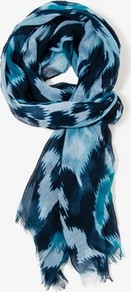 Southwestern Scarf - predominant colour: pale blue; secondary colour: navy; occasions: casual, work; type of pattern: standard; style: regular; size: standard; material: tulle/sheer; pattern: patterned/print