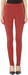 Eden Brick Red Ultra Soft Jegging - length: standard; pattern: plain; waist: high rise; style: jeggings; pocket detail: traditional 5 pocket; predominant colour: true red; occasions: casual, evening; fibres: cotton - stretch; texture group: denim; pattern type: fabric