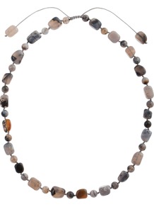 Kimberly Agate Necklace, Multi - secondary colour: charcoal; occasions: casual, work, holiday; predominant colour: multicoloured; style: standard; length: short; size: small; material: fabric; finish: plain; embellishment: beading