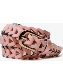 Woven Patent Waist Belt - predominant colour: blush; occasions: casual; style: plaited/woven; size: standard; worn on: waist; material: faux leather; pattern: plain; finish: patent