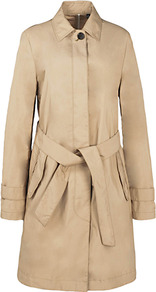 Women Single Trench Coat 32 Beige - pattern: plain; bust detail: added detail/embellishment at bust; style: trench coat; hip detail: front pockets at hip; length: mid thigh; predominant colour: stone; occasions: casual, evening, work, holiday; fit: tailored/fitted; fibres: polyester/polyamide - mix; collar: shirt collar/peter pan/zip with opening; waist detail: belted waist/tie at waist/drawstring; back detail: back vent/flap at back; sleeve length: long sleeve; sleeve style: standard; collar break: high; pattern type: fabric; texture group: other - light to midweight