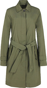 Women Single Trench Coat 58 Dark Green - pattern: plain; style: trench coat; fit: slim fit; length: mid thigh; predominant colour: sage; occasions: casual, work; fibres: polyester/polyamide - mix; collar: shirt collar/peter pan/zip with opening; waist detail: belted waist/tie at waist/drawstring; back detail: back vent/flap at back; sleeve length: long sleeve; sleeve style: standard; collar break: high/illusion of break when open; pattern type: fabric; texture group: other - light to midweight