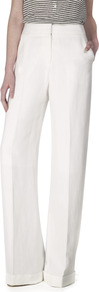 Luxury Viscose Tailoring Trousers - pattern: plain; waist: high rise; length: extra long; predominant colour: ivory; occasions: casual, evening, occasion; jeans & bottoms detail: turn ups; fit: wide leg; pattern type: fabric; texture group: woven light midweight; style: standard; fibres: viscose/rayon - mix