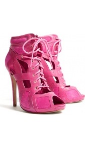 Sport Cut Out Sandals Mc Q - predominant colour: hot pink; occasions: casual, evening, holiday; material: leather; heel: stiletto; toe: open toe/peeptoe; boot length: ankle boot; style: high top; trends: sporty redux; finish: plain; pattern: plain; heel height: very high