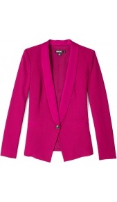 Satin Back Crepe Shawl Collar Jacket - pattern: plain; style: single breasted tuxedo; collar: shawl/waterfall; hip detail: front pockets at hip; predominant colour: hot pink; occasions: evening, work, occasion; length: standard; fit: tailored/fitted; fibres: polyester/polyamide - 100%; waist detail: fitted waist; bust detail: contrast pattern/fabric/detail at bust; sleeve length: long sleeve; sleeve style: standard; trends: tuxedo; collar break: low/open; pattern type: fabric; texture group: other - light to midweight