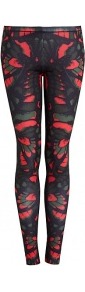 Butterfly Camo Printed Leggings - style: leggings; waist detail: elasticated waist; waist: mid/regular rise; secondary colour: true red; predominant colour: black; occasions: casual, evening, holiday; length: ankle length; fibres: polyester/polyamide - stretch; fit: skinny/tight leg; pattern type: fabric; pattern size: standard; pattern: patterned/print; texture group: other - stretchy