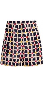 Cherry Check Silk Shorts - pattern: checked/gingham; style: shorts; waist: high rise; pocket detail: pockets at the sides; length: mid thigh shorts; secondary colour: stone; predominant colour: black; occasions: casual, evening, holiday; fibres: silk - 100%; texture group: silky - light; trends: modern geometrics; fit: straight leg; pattern type: fabric; pattern size: standard