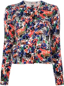 Graphic Printed Cardigan - neckline: round neck; occasions: casual, work; length: standard; style: standard; fibres: cotton - 100%; fit: standard fit; predominant colour: multicoloured; sleeve length: long sleeve; sleeve style: standard; texture group: knits/crochet; trends: statement prints; pattern type: knitted - other; pattern size: standard; pattern: patterned/print