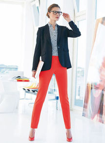 Viscose Blazer - pattern: plain; style: single breasted blazer; collar: standard lapel/rever collar; predominant colour: navy; occasions: casual, evening, work; length: standard; fit: tailored/fitted; fibres: viscose/rayon - 100%; sleeve length: long sleeve; sleeve style: standard; collar break: medium; pattern type: knitted - big stitch; texture group: other - light to midweight