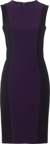 Ascot Dress, Multi Coloured - style: shift; fit: tailored/fitted; sleeve style: sleeveless; predominant colour: aubergine; secondary colour: black; occasions: casual, evening, work, occasion; length: just above the knee; fibres: polyester/polyamide - stretch; neckline: crew; sleeve length: sleeveless; pattern type: fabric; pattern size: standard; pattern: colourblock; texture group: other - light to midweight