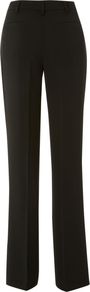 Saskia Trousers, Black - length: standard; pattern: plain; waist detail: fitted waist; waist: mid/regular rise; predominant colour: black; occasions: casual, evening, work; fibres: polyester/polyamide - 100%; hip detail: fitted at hip (bottoms); texture group: cotton feel fabrics; fit: straight leg; pattern type: fabric; style: standard
