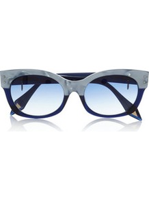 Cat Eye Two Tone Acetate Sunglasses - predominant colour: navy; occasions: casual; style: cateye; size: standard; material: plastic/rubber; pattern: plain, two-tone; finish: plain