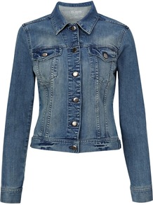 Afterglow Denim Jacket - pattern: plain; style: denim; fit: slim fit; predominant colour: denim; occasions: casual; length: standard; fibres: cotton - stretch; collar: shirt collar/peter pan/zip with opening; sleeve length: long sleeve; sleeve style: standard; texture group: denim; collar break: high/illusion of break when open; pattern type: fabric
