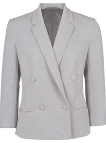Lara Stretch Jacket - pattern: plain; style: double breasted blazer; collar: standard lapel/rever collar; predominant colour: mid grey; occasions: casual, evening, work; length: standard; fit: tailored/fitted; fibres: polyester/polyamide - stretch; sleeve length: 3/4 length; sleeve style: standard; collar break: medium; pattern type: fabric; texture group: other - light to midweight