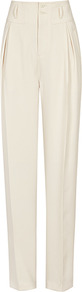 Sara Front Fold Trousers - length: standard; pattern: plain; waist: high rise; predominant colour: ivory; occasions: casual, evening, holiday; fibres: polyester/polyamide - 100%; hip detail: front pleats at hip level; fit: straight leg; pattern type: fabric; texture group: other - light to midweight; style: standard