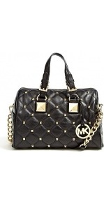 Medium Grayson Quilted Bag - predominant colour: black; occasions: casual, evening, work; type of pattern: light; style: tote; length: handle; size: standard; material: leather; embellishment: studs; pattern: plain; finish: plain