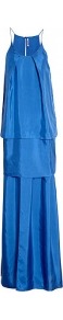 Blue Satya Long Silk Tiered Hem Maxi Dress - sleeve style: spaghetti straps; fit: loose; pattern: plain; style: maxi dress; predominant colour: royal blue; length: floor length; neckline: scoop; fibres: silk - mix; hip detail: soft pleats at hip/draping at hip/flared at hip; sleeve length: sleeveless; texture group: silky - light; occasions: holiday; pattern type: fabric