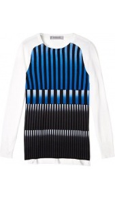 Algebra Striped Jumper - sleeve style: dolman/batwing; pattern: striped; style: standard; predominant colour: white; secondary colour: royal blue; occasions: casual, work; length: standard; fit: standard fit; neckline: crew; sleeve length: long sleeve; texture group: knits/crochet; pattern type: knitted - fine stitch; fibres: viscose/rayon - mix