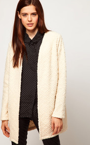 Cardigan In Bobble Texture - pattern: plain; neckline: collarless open; style: open front; predominant colour: ivory; occasions: casual; fibres: cotton - mix; fit: loose; length: mid thigh; sleeve length: long sleeve; sleeve style: standard; texture group: knits/crochet; pattern type: knitted - other