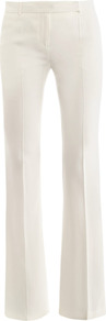 Leaf Crepe Bootcut Trousers - pattern: plain; length: extra long; waist: mid/regular rise; predominant colour: ivory; occasions: evening, occasion; texture group: crepes; fit: bootcut; pattern type: fabric; style: standard; fibres: viscose/rayon - mix