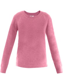 Micah Angora Sweater - neckline: round neck; pattern: plain; style: standard; predominant colour: pink; occasions: casual, evening, work; length: standard; fibres: wool - mix; fit: standard fit; sleeve length: long sleeve; sleeve style: standard; texture group: knits/crochet; pattern type: knitted - other