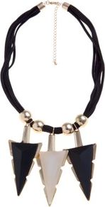 Monochrome Arrow Spike Necklace - secondary colour: gold; predominant colour: black; occasions: casual, evening, holiday; style: choker/collar; length: short; size: large/oversized; material: fabric; finish: plain; embellishment: chain/metal