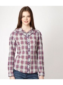 Blue Cactus Shirt - neckline: shirt collar/peter pan/zip with opening; pattern: checked/gingham; style: shirt; predominant colour: navy; occasions: casual; length: standard; fibres: cotton - 100%; fit: straight cut; sleeve length: long sleeve; sleeve style: standard; texture group: cotton feel fabrics; pattern type: fabric; pattern size: big & busy