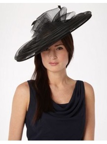 Black Mesh Circle Saucer Fascinator - predominant colour: black; occasions: evening, occasion; type of pattern: standard; style: wide brimmed; size: large; material: fabric; pattern: plain