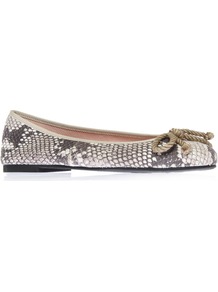 Ami - predominant colour: mid grey; occasions: casual, evening, work, holiday; material: leather; heel height: flat; toe: round toe; style: ballerinas / pumps; finish: plain; pattern: animal print; embellishment: bow