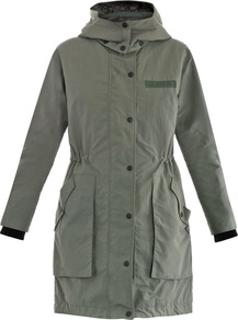 Wynn Oversized Coat - pattern: plain; style: parka; back detail: hood; collar: high neck; fit: slim fit; length: mid thigh; predominant colour: khaki; occasions: casual; fibres: nylon - mix; waist detail: belted waist/tie at waist/drawstring; sleeve length: long sleeve; sleeve style: standard; collar break: high; texture group: other - light to midweight