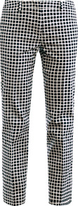 Canapa Trousers - length: standard; waist: mid/regular rise; predominant colour: white; secondary colour: black; occasions: casual, evening, work; fibres: cotton - stretch; texture group: crepes; fit: slim leg; pattern type: fabric; pattern size: standard; pattern: patterned/print; style: standard