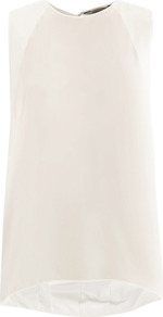 Carioca Top - pattern: plain; sleeve style: sleeveless; length: below the bottom; predominant colour: ivory; occasions: casual, evening, work, holiday; style: top; fibres: silk - 100%; fit: straight cut; neckline: crew; back detail: longer hem at back than at front; sleeve length: sleeveless; texture group: silky - light; pattern type: fabric