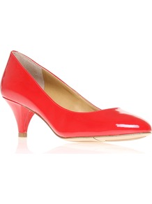 Swaymeso3 - predominant colour: true red; occasions: evening, work, occasion; material: leather; heel height: mid; heel: cone; toe: pointed toe; style: courts; trends: fluorescent; finish: patent; pattern: plain