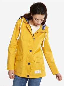 Tisbury Womens Nautical Jacket Yellow - pattern: plain; length: below the bottom; style: mac; collar: high neck; fit: slim fit; predominant colour: yellow; occasions: casual; fibres: cotton - 100%; sleeve length: long sleeve; sleeve style: standard; texture group: cotton feel fabrics; collar break: high/illusion of break when open; pattern type: fabric