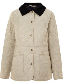 Lilly Fitted Liddesdale, Pearl - pattern: plain; length: standard; style: quilted; hip detail: front pockets at hip; predominant colour: stone; secondary colour: black; occasions: casual; fit: straight cut (boxy); fibres: polyester/polyamide - 100%; collar: shirt collar/peter pan/zip with opening; sleeve length: long sleeve; sleeve style: standard; texture group: technical outdoor fabrics; collar break: high; pattern type: fabric; embellishment: quilted