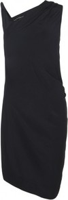 Othea Mini Dress - length: mid thigh; pattern: plain; sleeve style: sleeveless; neckline: asymmetric; predominant colour: black; occasions: evening; fit: body skimming; style: asymmetric (hem); fibres: polyester/polyamide - 100%; hip detail: ruching/gathering at hip; sleeve length: sleeveless; pattern type: fabric; texture group: jersey - stretchy/drapey