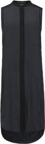 Ggt Daiaki Dress - style: shirt; neckline: shirt collar/peter pan/zip with opening; pattern: plain; sleeve style: sleeveless; back detail: contrast pattern/fabric at back; predominant colour: charcoal; secondary colour: black; occasions: casual, evening; length: just above the knee; fit: straight cut; fibres: polyester/polyamide - 100%; sleeve length: sleeveless; texture group: silky - light; pattern type: fabric
