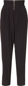 Jaron Trousers - length: standard; pattern: plain; style: harem/slouch; waist detail: elasticated waist; waist: high rise; predominant colour: black; occasions: casual, evening; fibres: viscose/rayon - 100%; hip detail: front pleats at hip level; fit: tapered; pattern type: fabric; texture group: jersey - stretchy/drapey