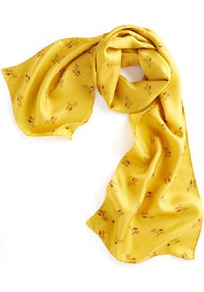 Cocoon Ladies Scarf Yellow - predominant colour: yellow; occasions: casual, work, holiday; type of pattern: small; style: regular; size: standard; material: silk; pattern: patterned/print