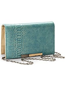 Croc Print Clutch Handbag - predominant colour: teal; occasions: evening; style: clutch; length: hand carry; size: small; material: faux leather; pattern: animal print; finish: plain