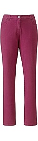 Tall Coloured Skinny Jeans - style: skinny leg; length: standard; pattern: plain; pocket detail: traditional 5 pocket; waist: mid/regular rise; predominant colour: hot pink; occasions: casual, evening, work; fibres: cotton - stretch; jeans detail: dark wash; texture group: denim; pattern type: fabric
