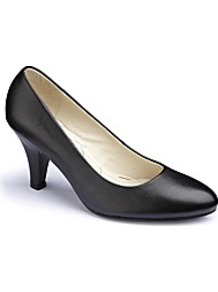 Court Shoes Eee Fit - predominant colour: black; occasions: evening, work, occasion; material: leather; heel height: mid; heel: kitten; toe: round toe; style: courts; finish: plain; pattern: plain