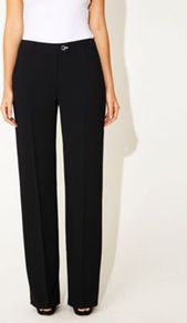 Black Tailored Roma Trousers - length: standard; pattern: plain; waist: mid/regular rise; predominant colour: black; occasions: evening, work; fibres: polyester/polyamide - 100%; texture group: crepes; fit: straight leg; pattern type: fabric; style: standard