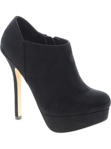 Tori Platform Shoe Boots - predominant colour: black; occasions: casual, evening, work, occasion; material: suede; heel height: high; heel: platform; toe: round toe; boot length: ankle boot; style: standard; finish: plain; pattern: plain